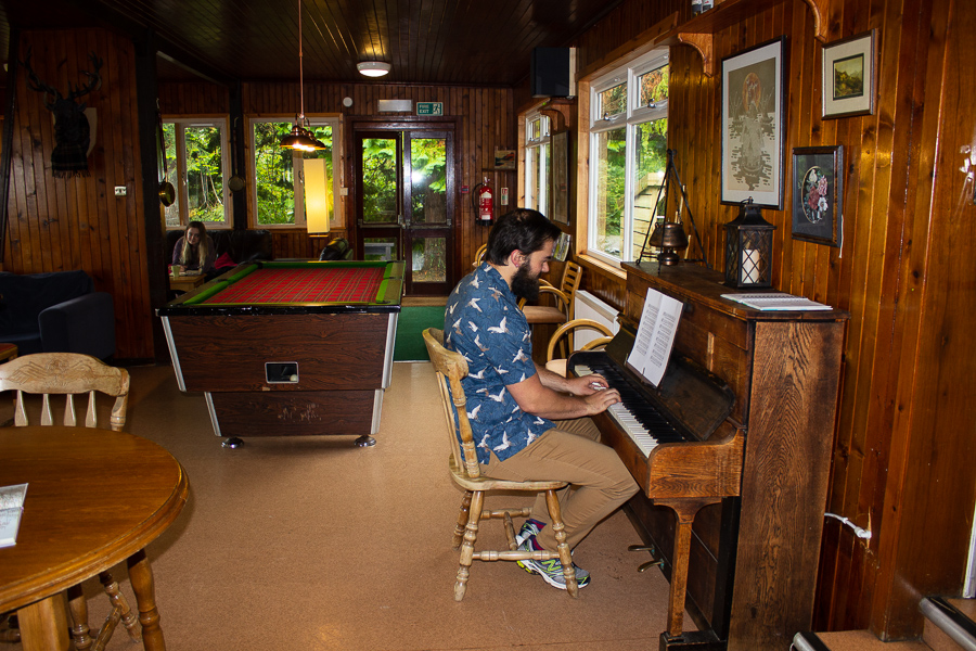 Piano at Lochside Hostel Lounge - Loch Ness